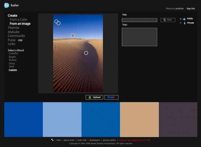 Combinaciones de color para el diseño de tu web con Adobe Kuler