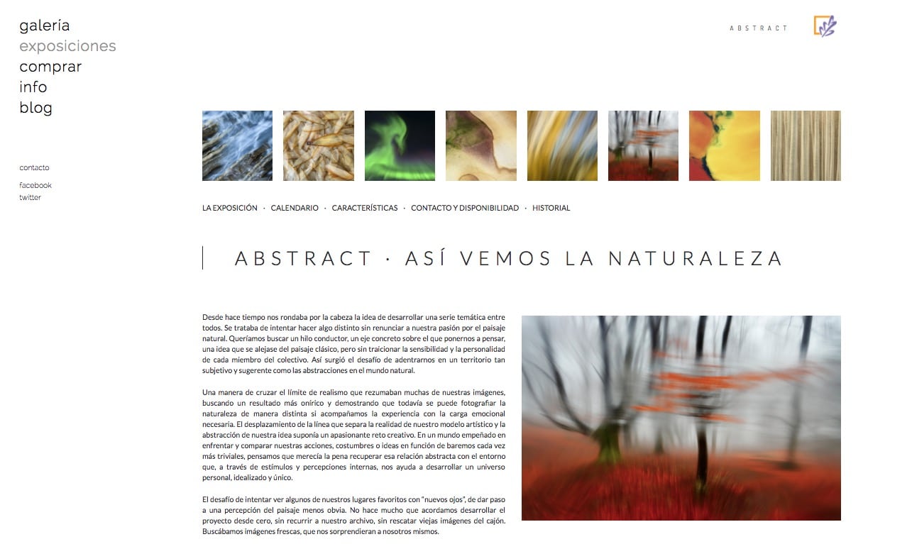Nueva web de Portfolio Natural en Bluekea. Exposición Abstrac