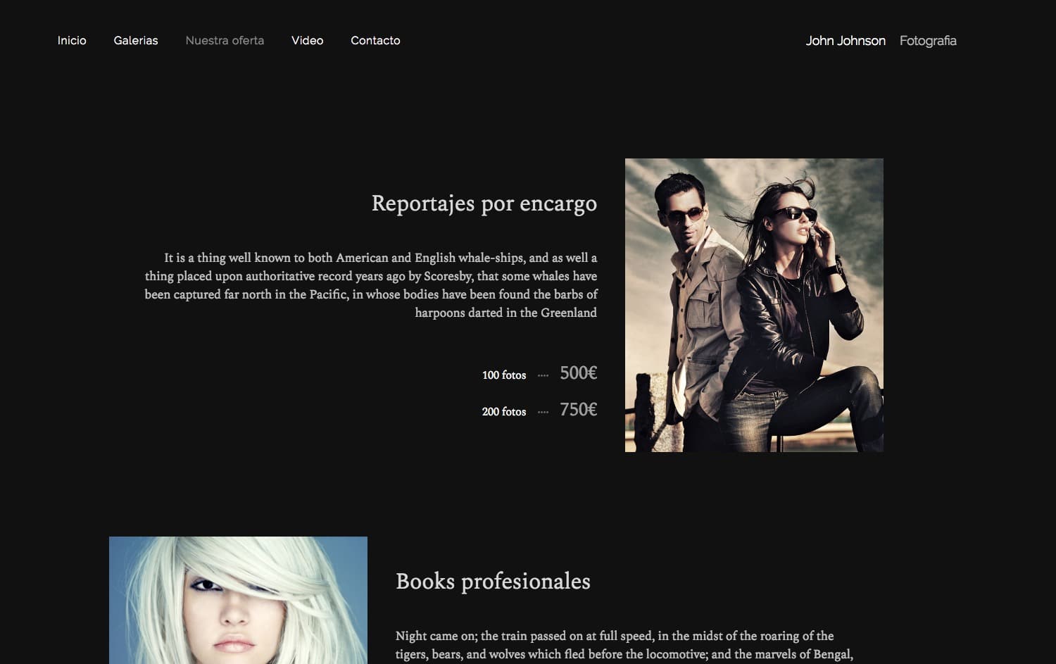 Ejemplo página de servicios en web diseñada en Bluekea