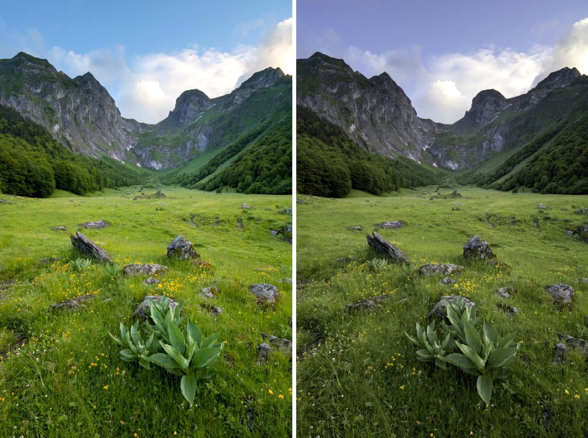 Comparación de una foto en espacio de color sRGB frente a Adobe RGB