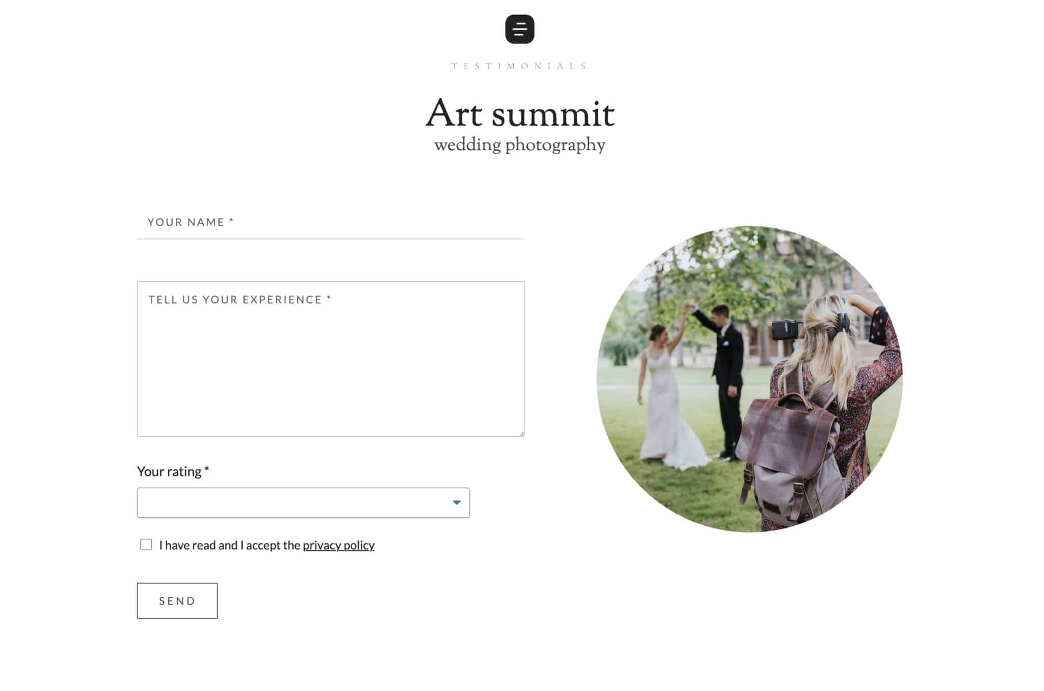 A simple form to send testimonials on a website