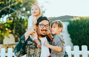 A father with two young children.